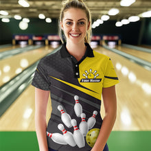 Load image into Gallery viewer, Yellow Bowling Shirt for Men&amp;Women Team Bowling Jersey Colorful Bowling Polo &amp; 1/4 Zip MBL49