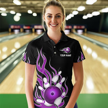 Load image into Gallery viewer, Purple Flame Bowling Polo Shirts for Men And Women Custom Bowling Team Jerseys Unisex BDT477