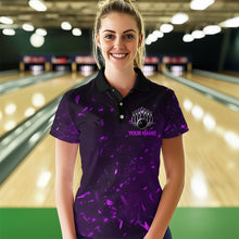 Load image into Gallery viewer, Personalized Purple Bowling Jersey Men Women Flame Bowling Polo Shirt Bowling Shirt BDT424