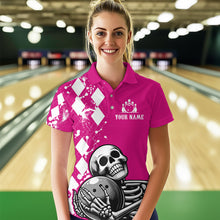 Load image into Gallery viewer, Skull Bowling Shirt for Women Custom Bowling Jersey Bowling Polo Shirt QZT245