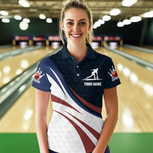 Load image into Gallery viewer, Personalized Red Blue &amp; White Bowling Shirt Patriotic Polo Bowling Jersey for Men &amp; Women QZT677