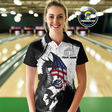 Load image into Gallery viewer, Black &amp; White Polo Bowling Team Jersey Custom American Dragon Bowling Shirt for Men Women QZT687