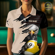 Load image into Gallery viewer, Personalized 9 Ball American Flag Eagle Billiard Shirts for Women Billiard Team Shirts NNT69