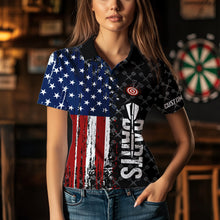 Load image into Gallery viewer, Grunge American Flag Custom Darts Shirt For Women, Darts Jersey Pocket Option TDM3798