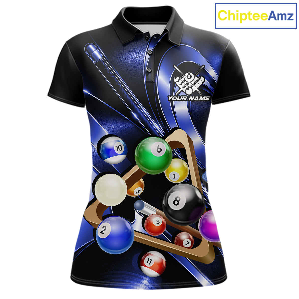 Custom Ball Pool Shirts Blue Billiard Shirt for Women Billiard Team Jersey Billiard League NNT180