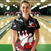 Load image into Gallery viewer, Red Watercolor Bowling Shirts Men Women Team Custom Bowling Polo &amp; 1/4 Zip Shirt MBL60