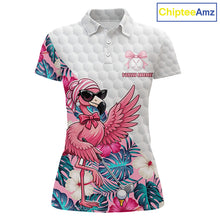 Load image into Gallery viewer, Pink Flamingo Golf Shirt For Women, Funny Tropical Patten Golf Polo Shirt, Ladies Golf Outfit For Team NHT730