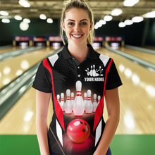 Load image into Gallery viewer, Red Bowling Shirt for Men and Women Bowling Jersey with Team Bowling Polo &amp; 1/4 Zip MBL42