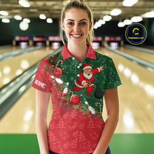 Load image into Gallery viewer, Christmas Santa Women Bowling Polo, Quarter Zip Shirt Custom Christmas Team Bowling outfit For Ladies NQS10342