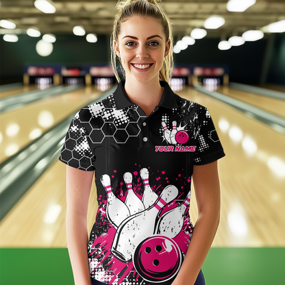 Pink Watercolor Bowling Shirts Men Women Team Custom Bowling Polo & 1/4 Zip Shirt MBL60
