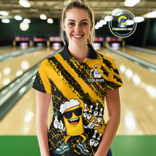 Load image into Gallery viewer, Custom Funny Beer Bowling Shirt Team Bowling League Jersey for Women Polo &amp; 1/4-Zip QZT759