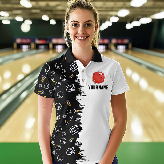 Custom Beer Bowling Shirt  Funny Bowling Team League Polo Bowling Shirt for Women QZT403