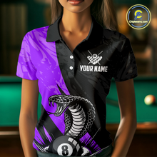 Load image into Gallery viewer, Custom Purple Cobra Snake 8 Ball Pool Billiard Shirts for Women Team Polo &amp; 1/4 Zip Shirts NNT57