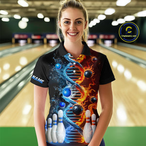 Custom Flame & Water DNA Bowling Shirt My DNA Polo Bowling Jersey for Men And Women QZT685