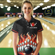 Load image into Gallery viewer, Flame Bowling Custom Women Bowling Shirt Polo &amp; Quarter-Zip Bowling Team Jerseys HNT56