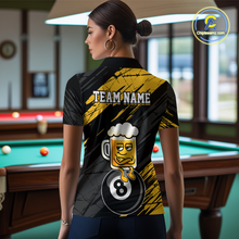 Load image into Gallery viewer, Custom Yellow Funny Beer 8 Ball Billiard Shirts for Men Billiard Team Shirts Polo &amp; 1/4 Zip NNT78