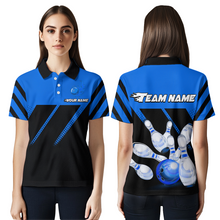 Load image into Gallery viewer, Blue Bowling Shirt Custom Bowling Jersey for Men Women Bowling Polo&amp;1/4 Zip Shirts MBL51