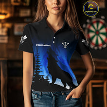 Load image into Gallery viewer, Persionalized Wolf-Head Dart Arrows Blue Dart Shirt For Women, Dart Team Jerseys NYN0112