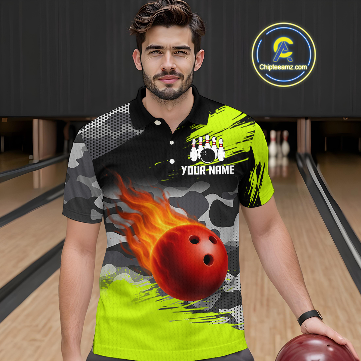 Custom Lime Green Bowling Shirt for Men Women Team Bowling Jerseys Polo 1/4 Zip MBL100