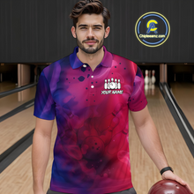 Load image into Gallery viewer, Blue and Pink Ink Bowling Shirts Custom for Women Men Team Bowling Jerseys MBL113