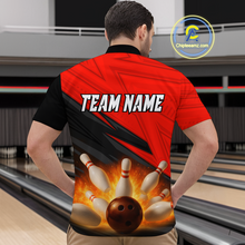 Load image into Gallery viewer, Custom Flaming Red Bowling Shirts for Women Men Team Bowling Polo &amp; Quarter Zip MBL99