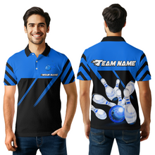 Load image into Gallery viewer, Blue Bowling Shirt Custom Bowling Jersey for Men Women Bowling Polo&amp;1/4 Zip Shirts MBL51