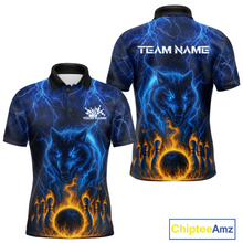 Load image into Gallery viewer, Lightning Wolf Bowling Shirts for Team Women Men Custom Wolf Bowling Jerseys Flame MBL200