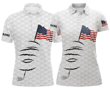 Load image into Gallery viewer, American flag golf club patriotic matching golf polos for couples Custom Valentine gift NQS3555