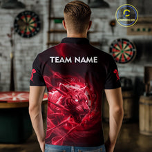 Load image into Gallery viewer, Custom Red Fantasy Tiger Storm Dart Arrow Darts Polo Shirt For Men Dart Team Jerseys NYN1822