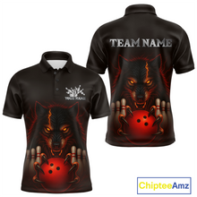 Load image into Gallery viewer, Red&amp;Black Wolf Bowling Shirts for Team Women Men Custom Wolf Bowling Polo &amp;1/4 Zip MBL196