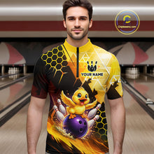 Load image into Gallery viewer, Custom Funny Duck Bowling Team Shirt for Men Yellow Bowling League Jersey Polo &amp; 1/4 Bowling Outfit  QZT958