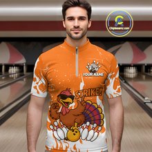 Load image into Gallery viewer, Custom Orange Funny Turkey Bowling Jersey for Men Thanksgiving Bowling Team Shirts HNT115
