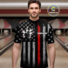 Load image into Gallery viewer, Custom Red US Flag Eagle Bowling Jersey for Men Bowling Team Shirts Polo &amp; 1/4 Zip HNT119