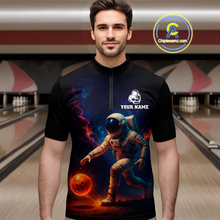 Load image into Gallery viewer, Custom Astronaut Bowling Shirts for Women Men Team Galaxy Bowling Polo and 1/4 Zip MBL170