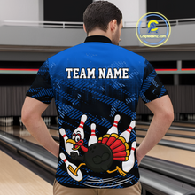 Load image into Gallery viewer, Custom Blue Funny Turkey Bowling Jersey for Men Thanksgiving Bowling Team Shirts Polo &amp; 1/4 Zip HNT125