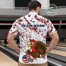 Load image into Gallery viewer, American Funny Turkey Bowling Team Shirt for Men Custom Bowling Jersey Polo Thanksgiving Bowling Outfit QZT775