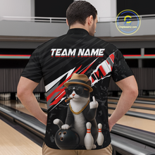 Load image into Gallery viewer, Custom Red Funny Cat Bowling Jersey for Men Bowling Shirt Polo &amp; 1/4 Zip Bowling Team Shirts HNT136