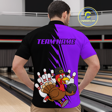 Load image into Gallery viewer, Purple Turkey Bowling Shirts for Women Men Team Custom Bowling Jerseys Thanksgiving MBL180