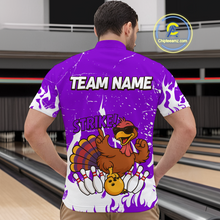 Load image into Gallery viewer, Custom Purple Funny Turkey Bowling Jersey for Men Thanksgiving Bowling Team Shirts HNT115