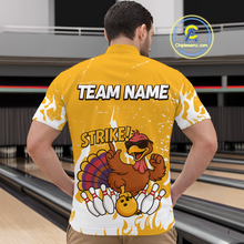 Load image into Gallery viewer, Custom Yellow Funny Turkey Bowling Jersey for Men Thanksgiving Bowling Team Shirts HNT115