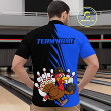 Load image into Gallery viewer, Blue Turkey Bowling Shirts for Women Men Team Custom Bowling Jerseys Thanksgiving MBL180