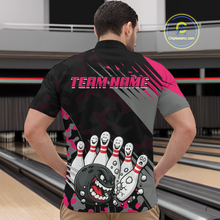 Load image into Gallery viewer, Custom Pink Funny Bowling Shirt Crazy Bowling Jersey Men Polo &amp; 1/4 Zip Bowling Outfit QZT785