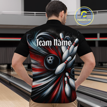 Load image into Gallery viewer, Custom Black Red Bowling Jersey for Men Custom Team Bowling Shirts Polo &amp; 1/4 Zip HNT120