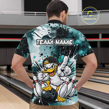 Load image into Gallery viewer, Custom Teal Funny Duck Bowling Jersey for Men Bowling Uniform Polo &amp; 1/4 Zip Bowling Team Shirts HNT237