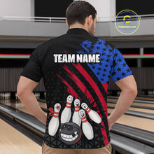 Load image into Gallery viewer, Custom Funny US Flag Bowling Jersey for Men Bowling Uniform Polo &amp; 1/4 Zip Bowling Team Shirts HNT126