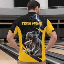 Load image into Gallery viewer, Yellow &amp; Black Thunder Bowling Shirts Custom Bowling Quarter-Zip Jersey for Men Women QZT669