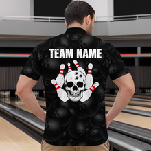 Load image into Gallery viewer, Skull US Flag Bowling Shirt for Men Personalized Patriotic Bowling Team Jersey Shirts Polo &amp; Quarter-Zip HNT31