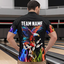 Load image into Gallery viewer, Rainbow Flame Eagle Bowling Team Jersey Personalized Bowling Quarter-Zip Shirt For Men And Women QZT681