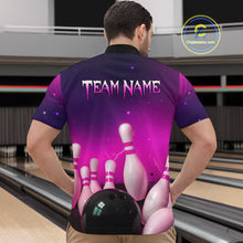 Load image into Gallery viewer, Purple Galaxy Bowling Shirts for Men Women Custom Team Bowling Jersey for Bowlers MBL125
