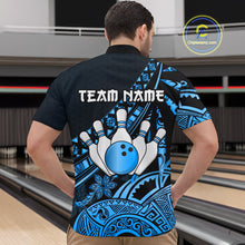 Load image into Gallery viewer, Blue Vintage Bowling Custom Men Bowling Shirt Polo &amp; Quarter-Zip Bowling Team Jerseys HNT69
